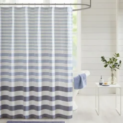 Kirkland's Home Stripe Woven Yarn Dyed Shower Curtain- Shower Curtains