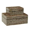Kirkland's Home Striped Mother Of Pearl Shell Wood Boxes, Set Of 2- Baskets & Boxes