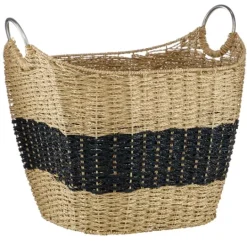 Kirkland's Home Striped Natural Seagrass Basket- Baskets & Boxes