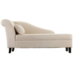 Kirkland's Home Suede Upholstered Chaise Lounge With Storage- Sofas & Loveseats