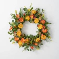 Kirkland's Home Summer Blooming Ranunculus Thistle Wreath- Wreaths