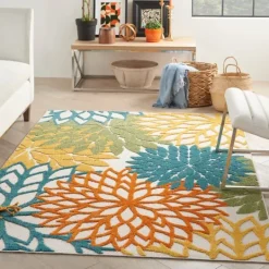 Kirkland's Home Summer Hues Floral Burst Outdoor Area Rug, 6X9- Outdoor Rugs
