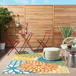 Kirkland's Home Summer Hues Floral Burst Outdoor Area Rug, 6X9- Outdoor Rugs