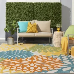 Kirkland's Home Summer Hues Floral Burst Outdoor Area Rug, 6X9- Outdoor Rugs