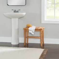 Kirkland's Home Sumter Bamboo Bathroom Stool- Bathroom Furniture
