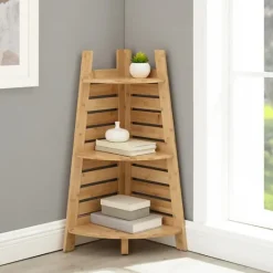 Kirkland's Home Sumter Bamboo Corner Shelf- Shelves