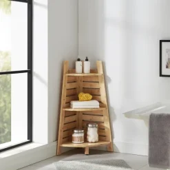 Kirkland's Home Sumter Bamboo Corner Shelf- Shelves