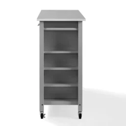 Kirkland's Home Susanne Stainless Top And Gray Wood Kitchen Island- Kitchen Islands & Bar Carts
