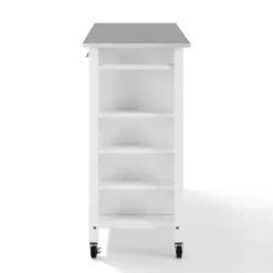 Kirkland's Home Susanne White And Stainless Steel Kitchen Island- Kitchen Islands & Bar Carts
