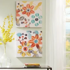 Kirkland's Home Sweet Florals Canvas Art Prints, Set Of 2- Canvas Art