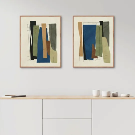 Kirkland's Home Synch Abstract 2-Pc. Framed Canvas Art Set- Framed Art