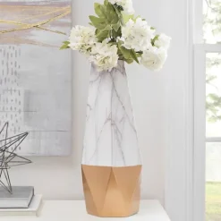 Kirkland's Home Tall Gold Marble Ceramic Vase- Vases