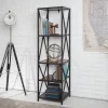 Kirkland's Home Tall Metal X-Framed Dark Walnut Bookshelf- Office Furniture