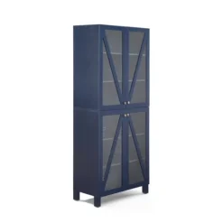 Kirkland's Home Tall Navy Triangle 4-Door Wood Cabinet- Cabinets & Sideboards