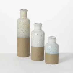 Kirkland's Home Tall Terracotta Two-Toned Speckled Vases, Set Of 3- Vases