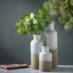 Kirkland's Home Tall Terracotta Two-Toned Speckled Vases, Set Of 3- Vases
