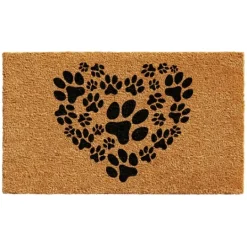 Kirkland's Home Tan And Black Coir Heart Paws Doormat- Doormats