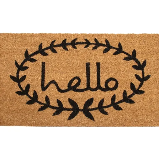 Kirkland's Home Tan And Black Evergreen Hello Doormat, 36X24 In.- Doormats