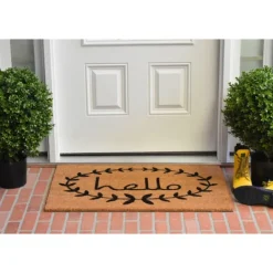 Kirkland's Home Tan And Black Evergreen Hello Doormat, 36X24 In.- Doormats