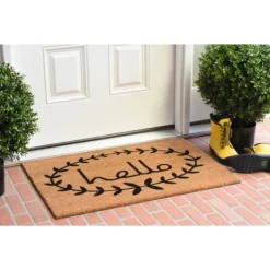 Kirkland's Home Tan And Black Evergreen Hello Doormat, 36X24 In.- Doormats