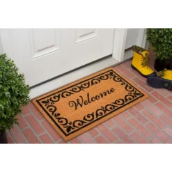 Kirkland's Home Tan And Black Scroll Welcome Doormat, 72X36 In.- Doormats