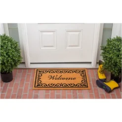 Kirkland's Home Tan And Black Scroll Welcome Doormat, 72X36 In.- Doormats