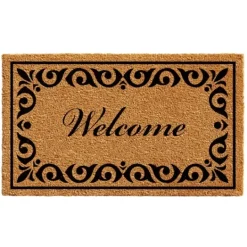 Kirkland's Home Tan And Black Scroll Welcome Doormat, 36X24 In.- Doormats
