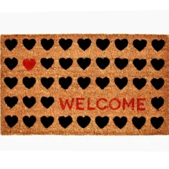 Kirkland's Home Tan And Black Welcome Heart Doormat- Doormats