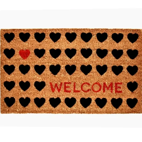 Kirkland's Home Tan And Black Welcome Heart Doormat- Doormats
