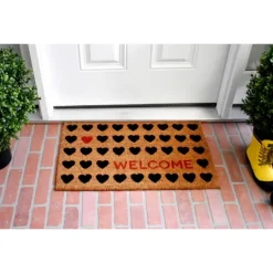 Kirkland's Home Tan And Black Welcome Heart Doormat- Doormats