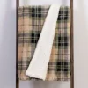 Kirkland's Home Tan And Green Plaid Sherpa Throw- Blankets & Throws