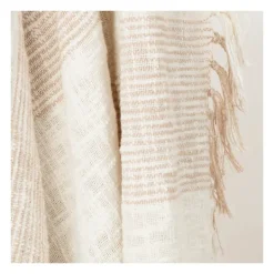 Kirkland's Home Tan And Ivory Striped Woven Cotton Throw- Blankets & Throws