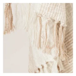 Kirkland's Home Tan And Ivory Striped Woven Cotton Throw- Blankets & Throws