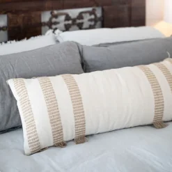 Kirkland's Home Tan And White Outer Striped Lumbar Pillow- Pillows