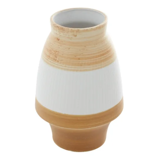 Kirkland's Home Tan And White Striped Coastal Ceramic Vase, 13 In.- Vases