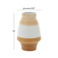 Kirkland's Home Tan And White Striped Coastal Ceramic Vase, 13 In.- Vases