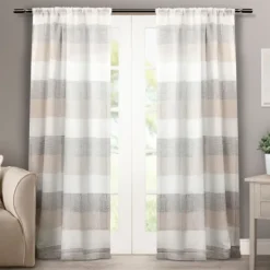 Kirkland's Home Tan Becky Curtain Panel Set, 96 In.- Curtains & Drapes
