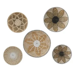 Kirkland's Home Tan Bohemian Seagrass 5-Pc. Wall Plaque Set- Wall Plaques