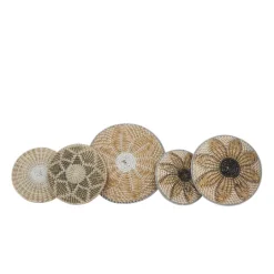 Kirkland's Home Tan Bohemian Seagrass 5-Pc. Wall Plaque Set- Wall Plaques