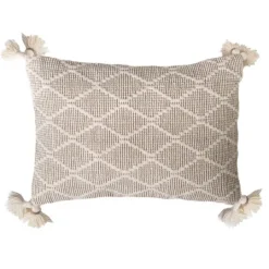 Kirkland's Home Tan Diamond Woven Lumbar Pillow- Pillows