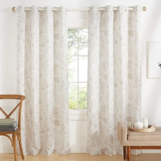 Kirkland's Home Tan Floral 2-Pc. Curtain Panel Set, 84 In.- Curtains & Drapes