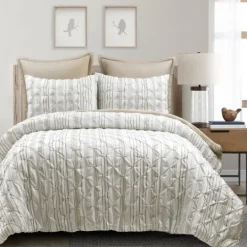 Kirkland's Home Tan Pintuck Stripe King 5-Pc. Comforter Set- Comforters