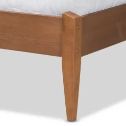 Kirkland's Home Tan Upholstered Classic Wood Full Platform Bed- Beds & Headboards