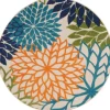 Kirkland's Home Tangerine Floral Burst Round Outdoor Area Rug- Outdoor Rugs