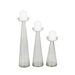 Kirkland's Home Tapered Glass Pillar Candle Holders, Set Of 3- Candle Holders