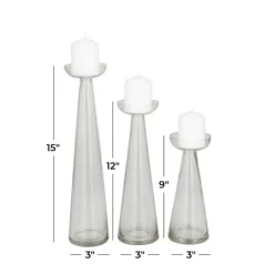 Kirkland's Home Tapered Glass Pillar Candle Holders, Set Of 3- Candle Holders