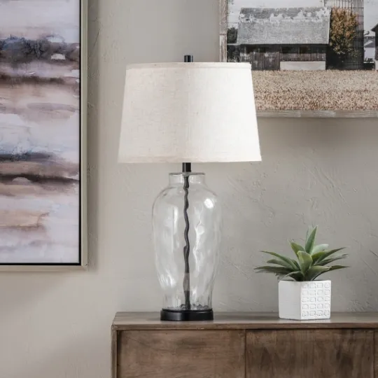 Kirkland's Home Tapered Metal And Glass Jug Table Lamp- Table Lamps