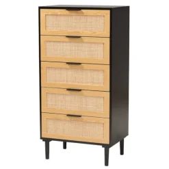 Kirkland's Home Tara Two-Tone Espresso Rattan Chest- Dressers & Chests