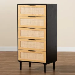 Kirkland's Home Tara Two-Tone Espresso Rattan Chest- Dressers & Chests