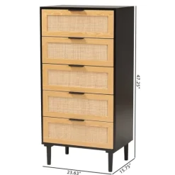 Kirkland's Home Tara Two-Tone Espresso Rattan Chest- Dressers & Chests